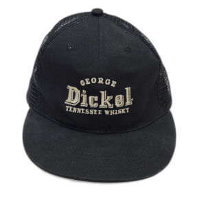 Vintage 80s George Dickel Tennessee Whiskey Trucker Hat Snapback Cap Mesh Black